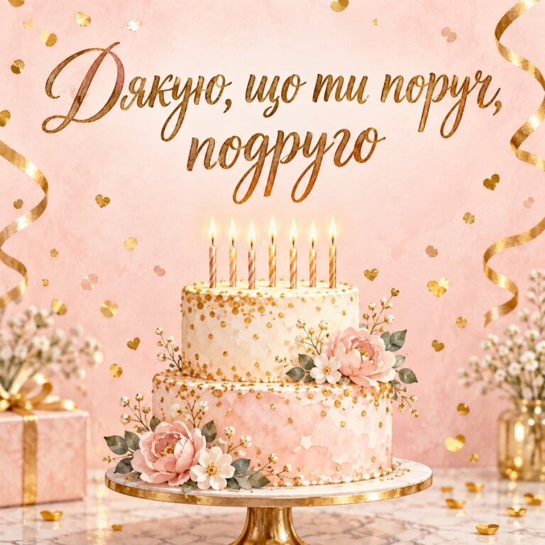 Дякую, що ти поруч, подруго - листівка з привітанням з Днем народження подрузі