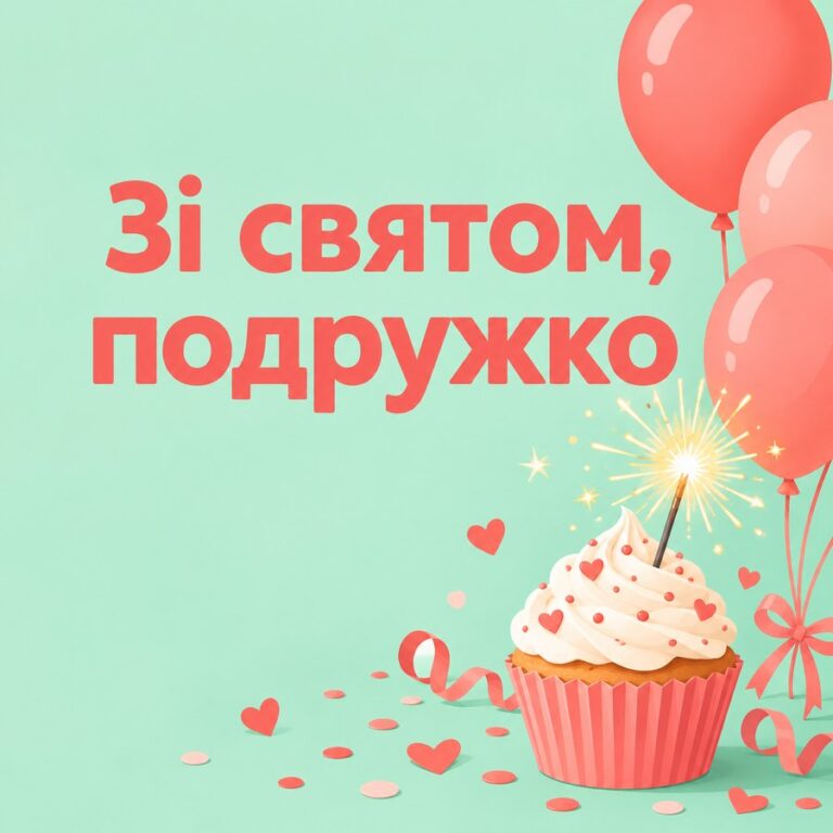 Зі святом, подружко - листівка з привітанням з Днем народження подрузі