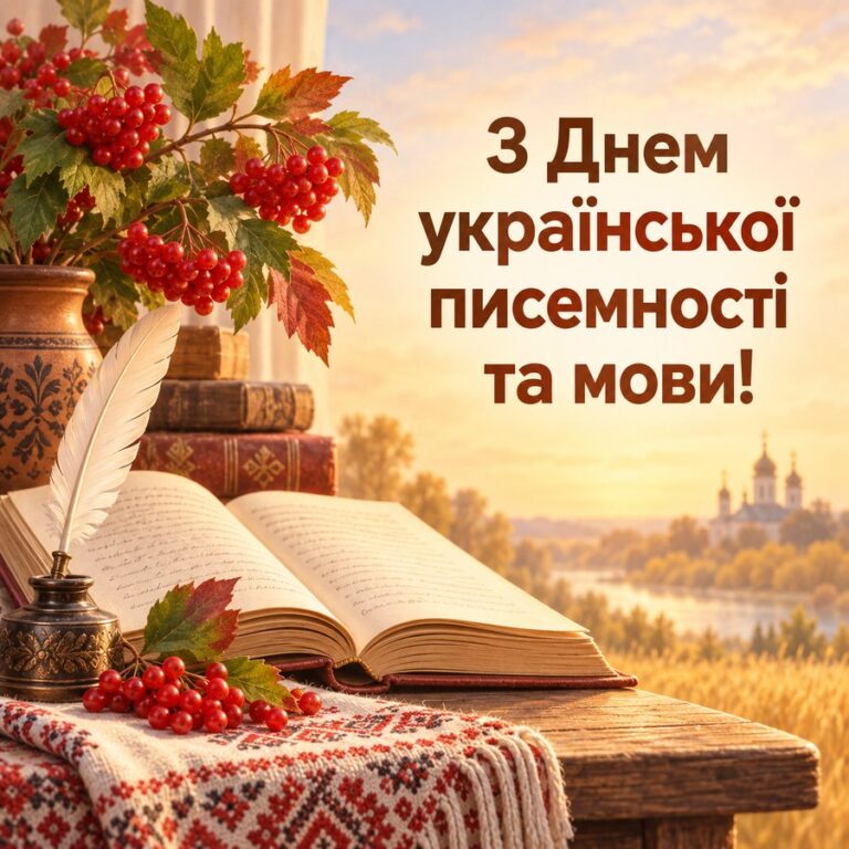 З Днем української писемності та мови! - листівка з привітанням з Днем української писемності та мови