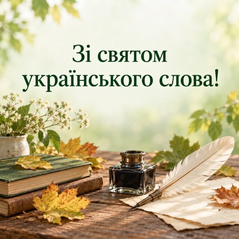 Зі святом українського слова! - листівка з привітанням з Днем української писемності та мови