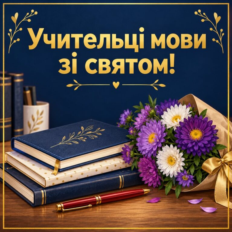 Учительці мови зі святом! - листівка з привітанням з Днем української писемності та мови