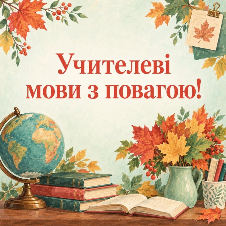 Учителеві мови з повагою! - листівка з привітанням з Днем української писемності та мови