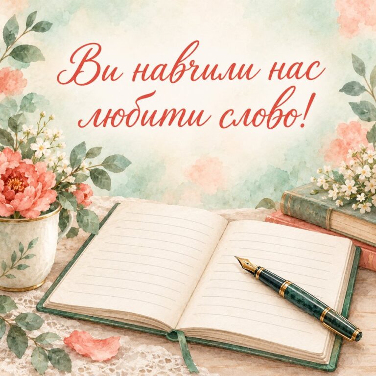 Ви навчили нас любити слово! - листівка з привітанням з Днем української писемності та мови