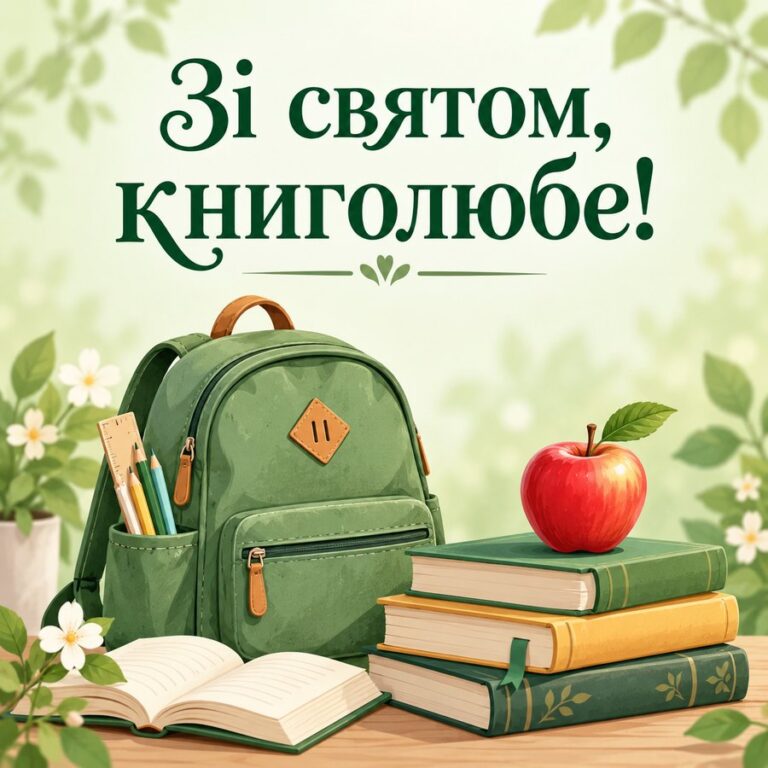 Зі святом, книголюбе! - листівка з привітанням з Днем української писемності та мови