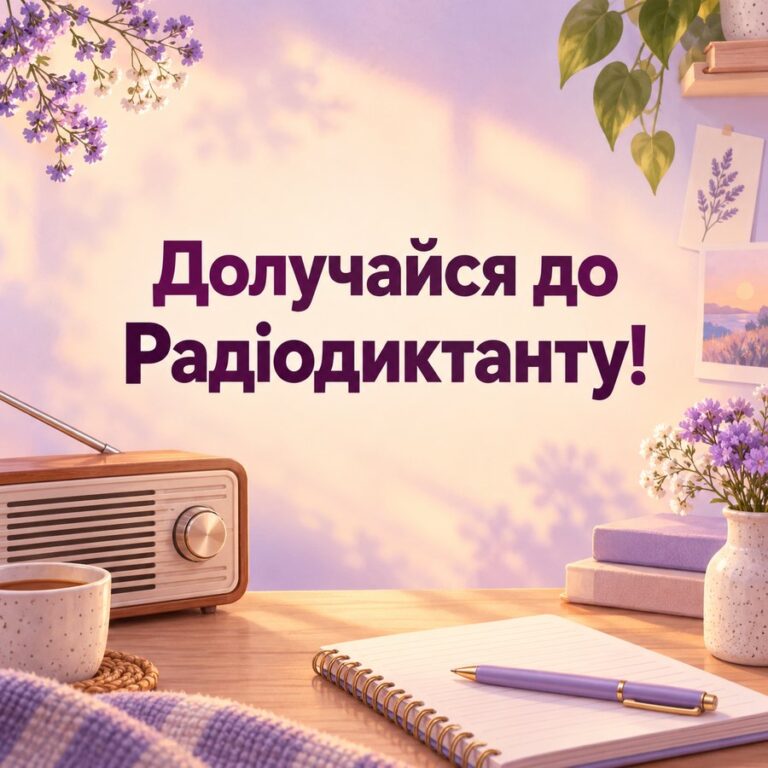 Долучайся до Радіодиктанту! - листівка з привітанням з Днем української писемності та мови