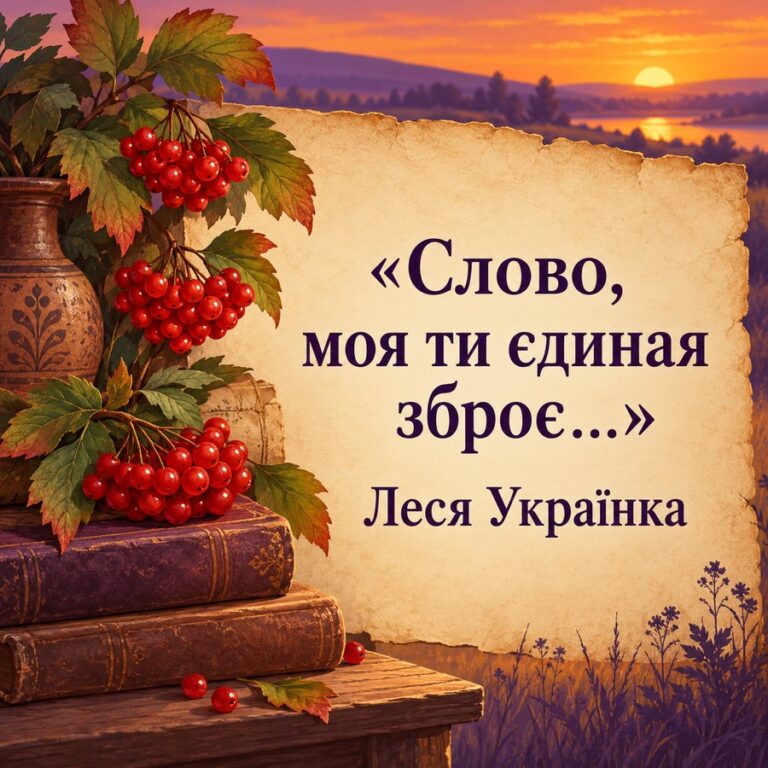 «Слово, моя ти єдиная зброє…» Леся Українка - листівка з привітанням з Днем української писемності та мови