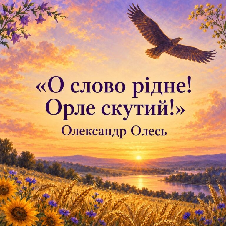 «О слово рідне! Орле скутий!» Олександр Олесь - листівка з привітанням з Днем української писемності та мови