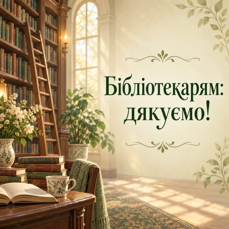 Бібліотекарям: дякуємо! - листівка з привітанням з Днем української писемності та мови