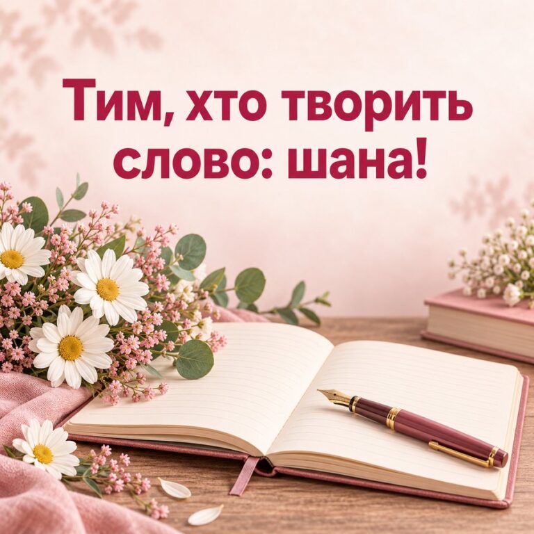 Тим, хто творить слово: шана! - листівка з привітанням з Днем української писемності та мови