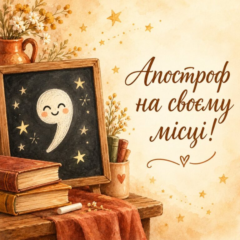 Апостроф на своєму місці! - листівка з привітанням з Днем української писемності та мови