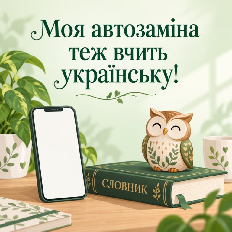 Моя автозаміна теж вчить українську! - листівка з привітанням з Днем української писемності та мови
