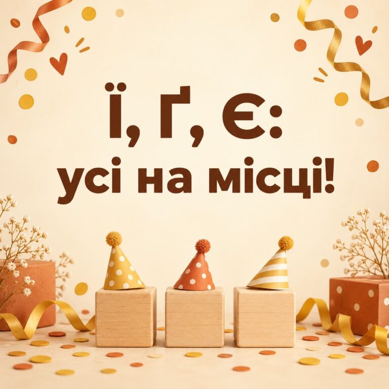 Ї, Ґ, Є: усі на місці! - листівка з привітанням з Днем української писемності та мови
