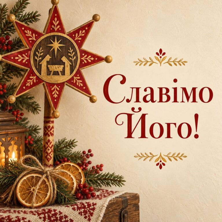 Славімо Його! - листівка з привітанням з Різдвом Христовим