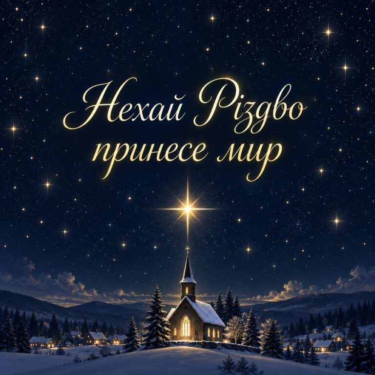 Нехай Різдво принесе мир - листівка з привітанням з Різдвом Христовим
