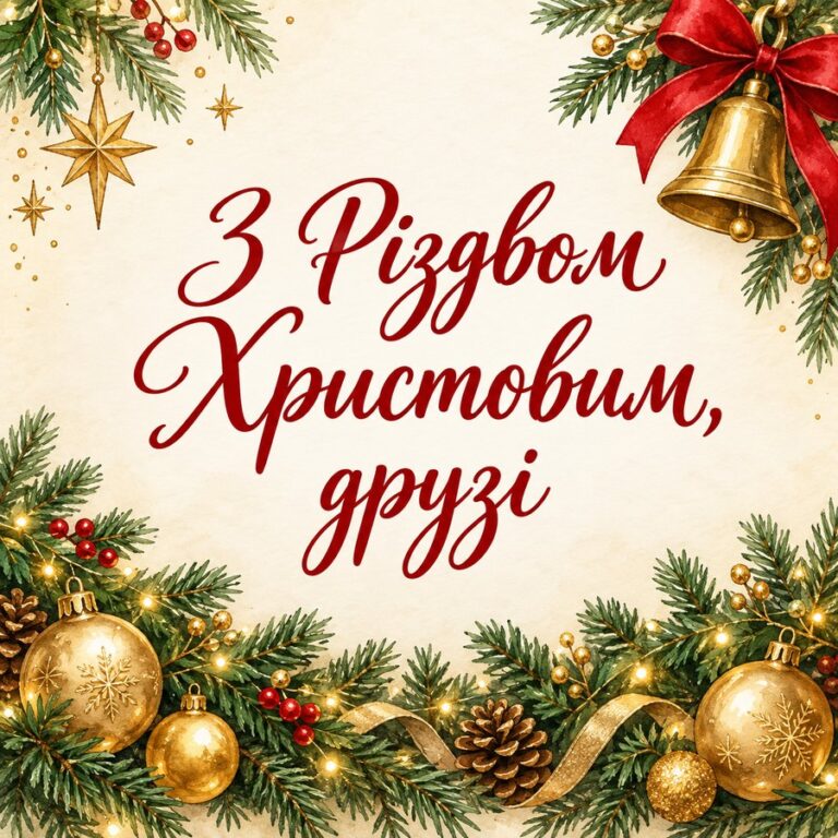 З Різдвом Христовим, друзі - листівка з привітанням з Різдвом Христовим
