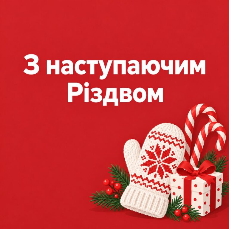 З наступаючим Різдвом - листівка з привітанням з Різдвом Христовим