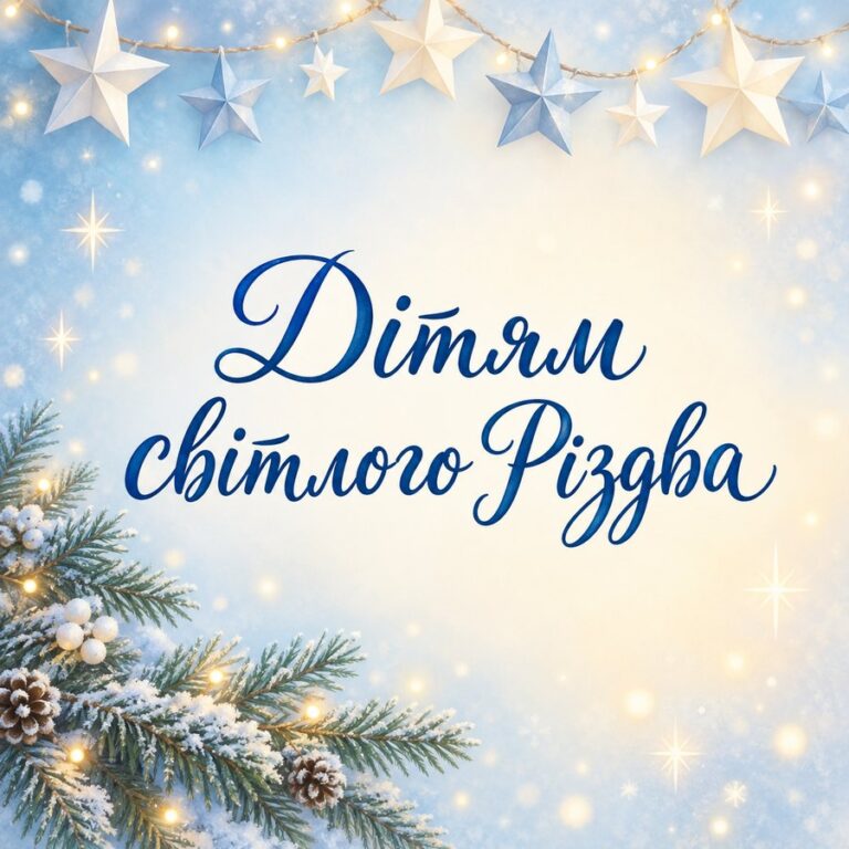 Дітям світлого Різдва - листівка з привітанням з Різдвом Христовим