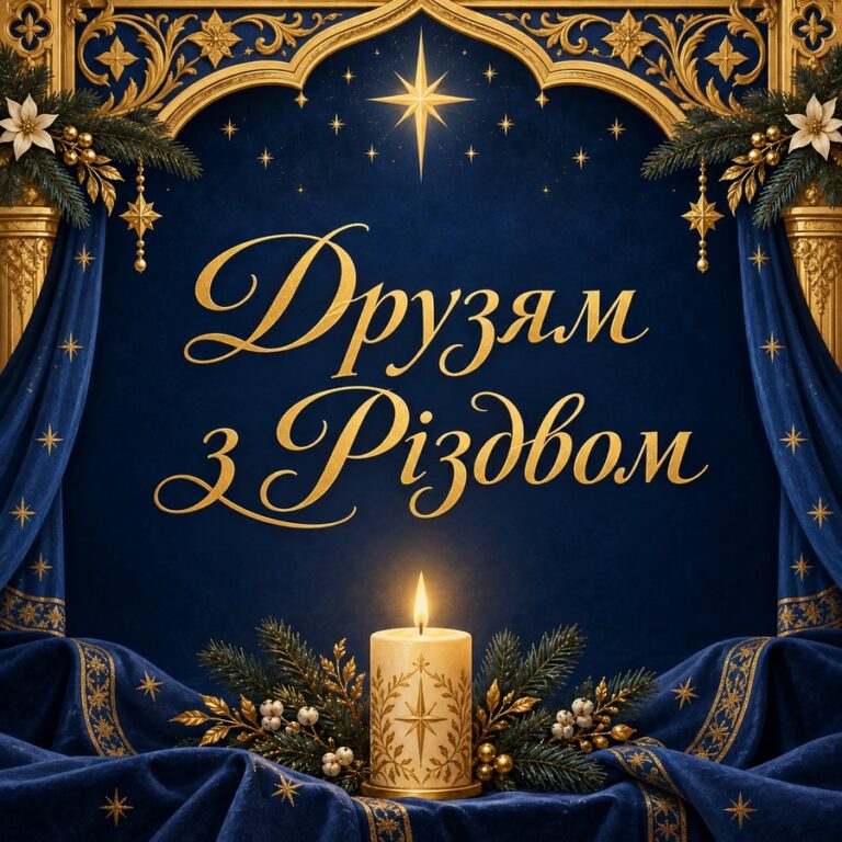 Друзям з Різдвом - листівка з привітанням з Різдвом Христовим