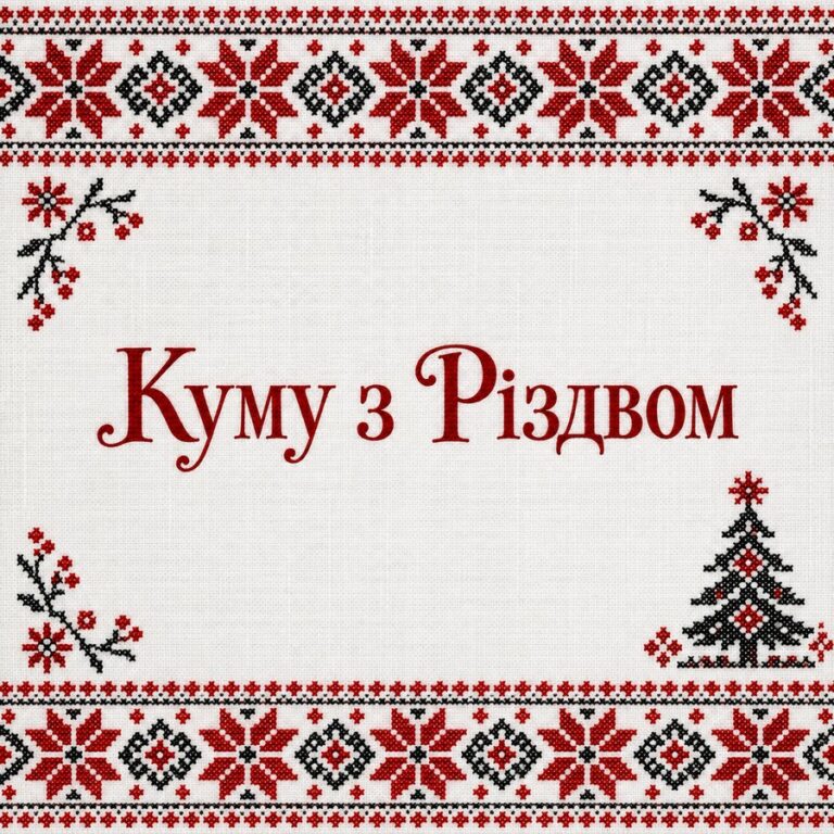 Куму з Різдвом - листівка з привітанням з Різдвом Христовим