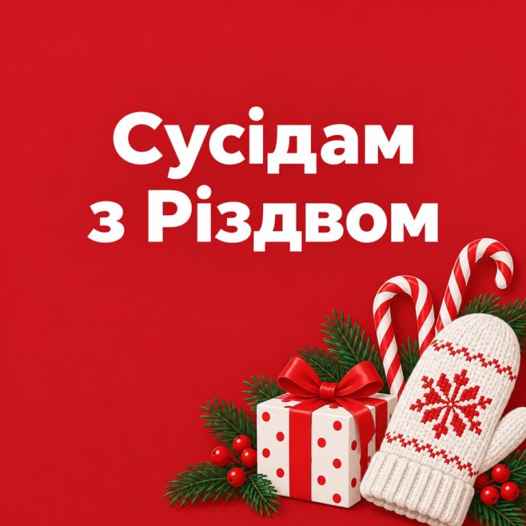 Сусідам з Різдвом - листівка з привітанням з Різдвом Христовим