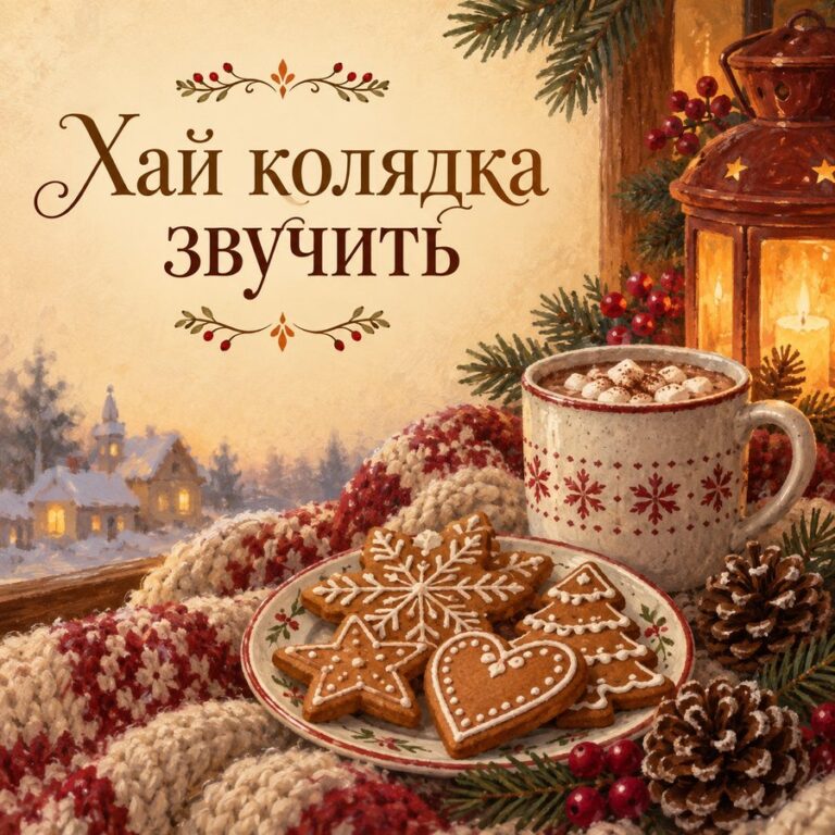 Хай колядка звучить - листівка з привітанням з Різдвом Христовим