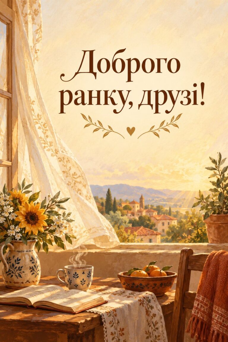 Доброго ранку, друзі! - листівка з привітанням з добрим ранком