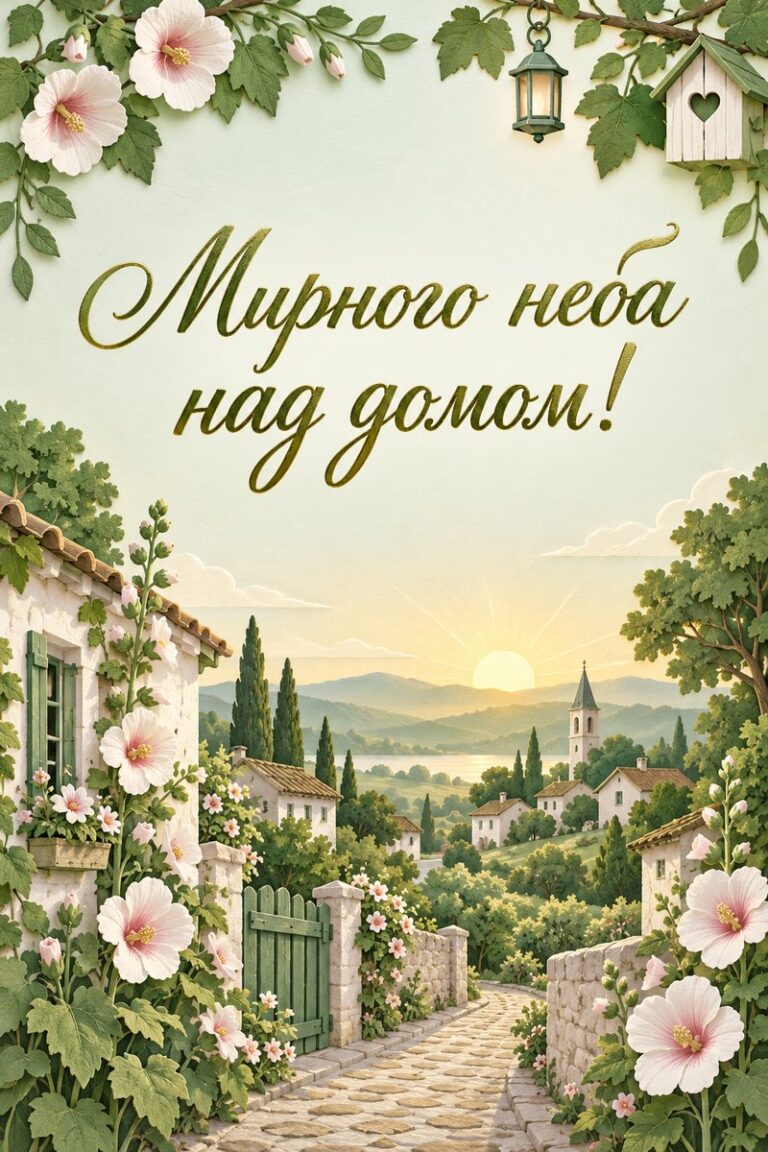 Мирного неба над домом! - листівка з привітанням з добрим ранком