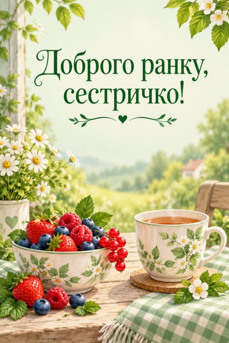 Доброго ранку, сестричко! - листівка з привітанням з добрим ранком