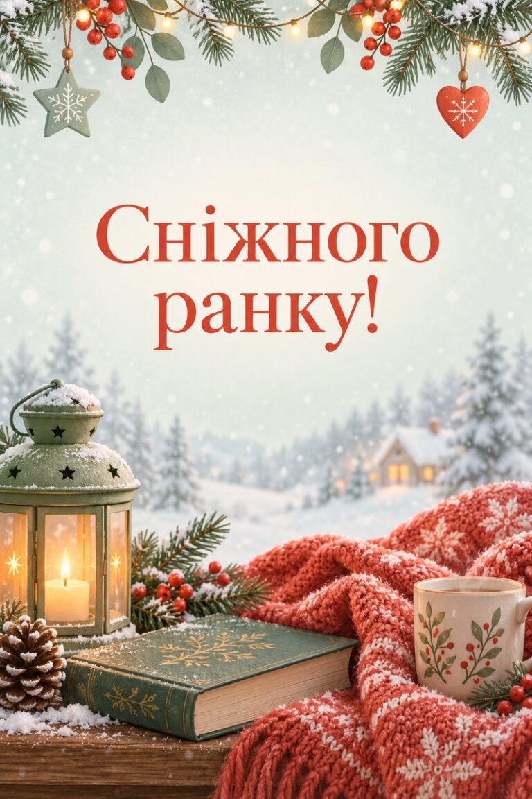 Сніжного ранку! - листівка з привітанням з добрим ранком