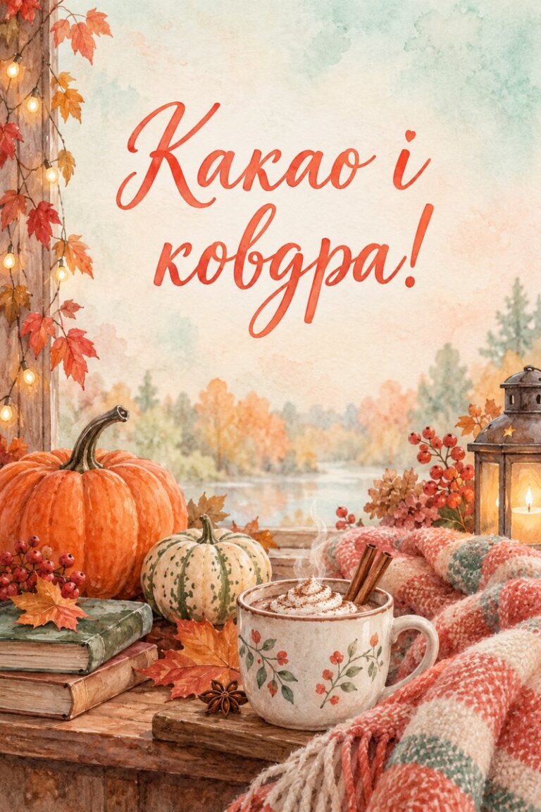 Какао і ковдра! - листівка з привітанням з добрим ранком
