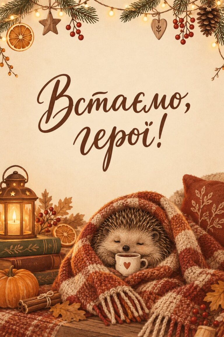 Встаємо, герої! - листівка з привітанням з добрим ранком