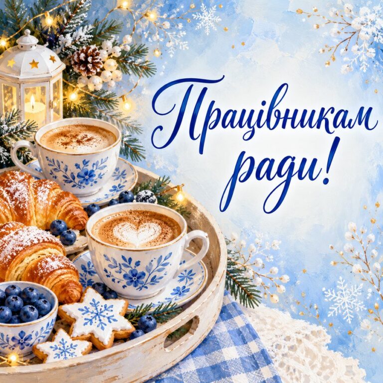 Працівникам ради! - листівка з привітанням з Днем місцевого самоврядування