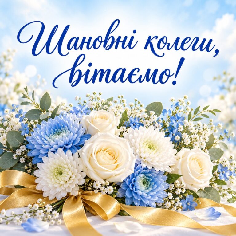 Шановні колеги, вітаємо! - листівка з привітанням з Днем місцевого самоврядування