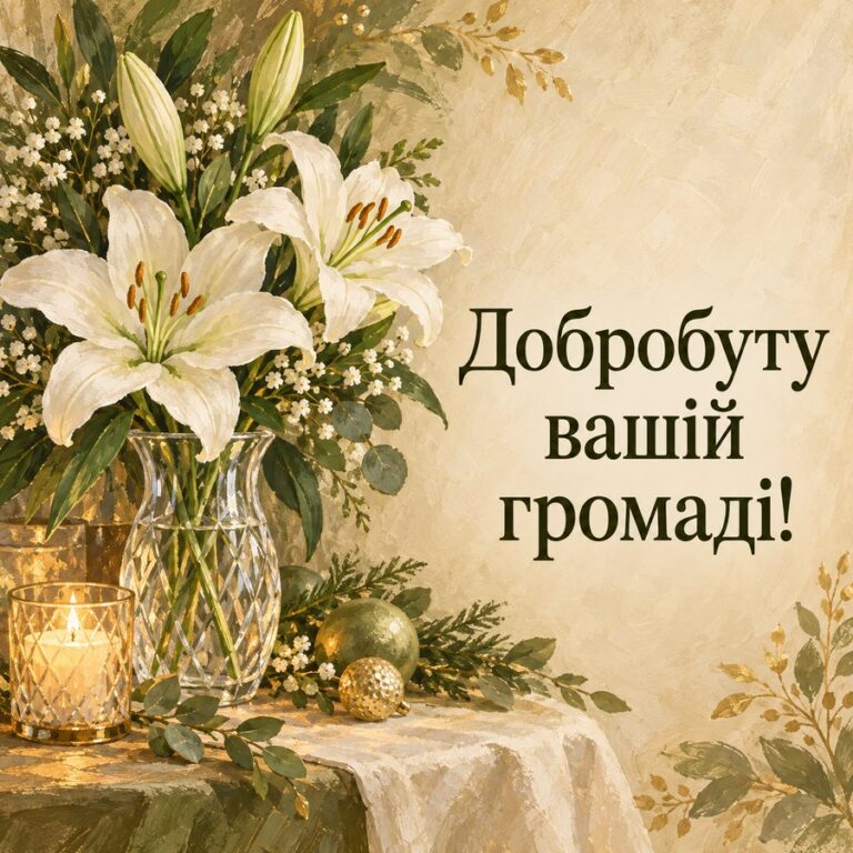 Добробуту вашій громаді! - листівка з привітанням з Днем місцевого самоврядування