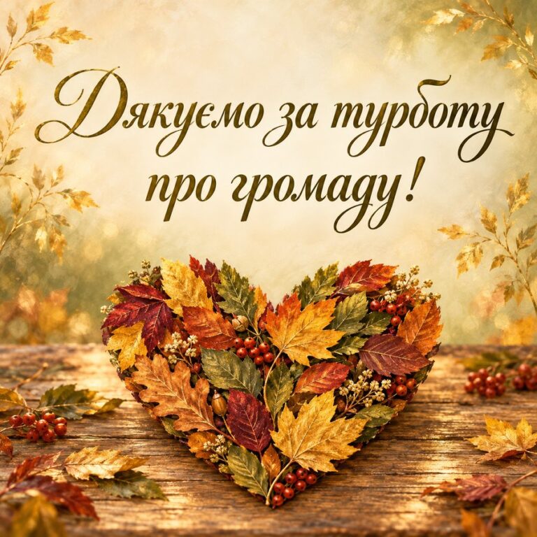 Дякуємо за турботу про громаду! - листівка з привітанням з Днем місцевого самоврядування