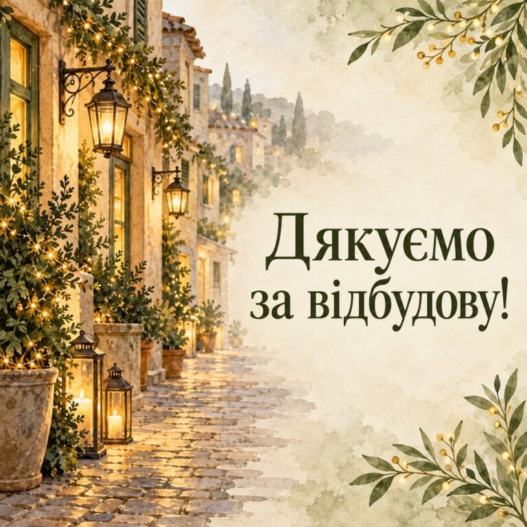 Дякуємо за відбудову! - листівка з привітанням з Днем місцевого самоврядування