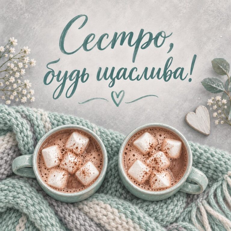 Сестро, будь щаслива! - листівка з привітанням з Днем народження сестрі