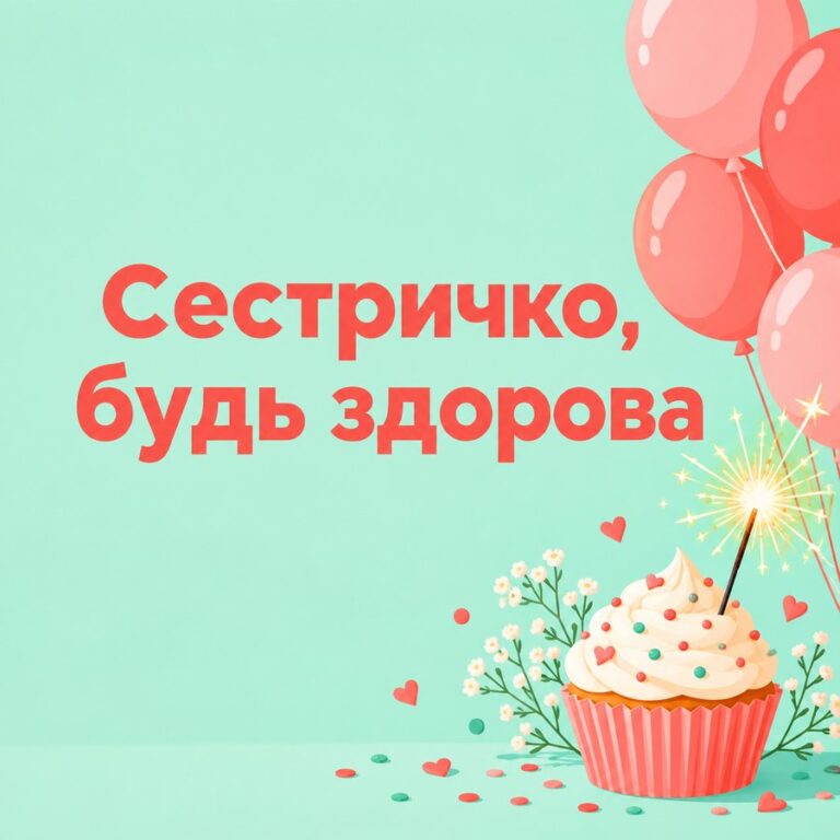 Сестричко, будь здорова - листівка з привітанням з Днем народження сестрі