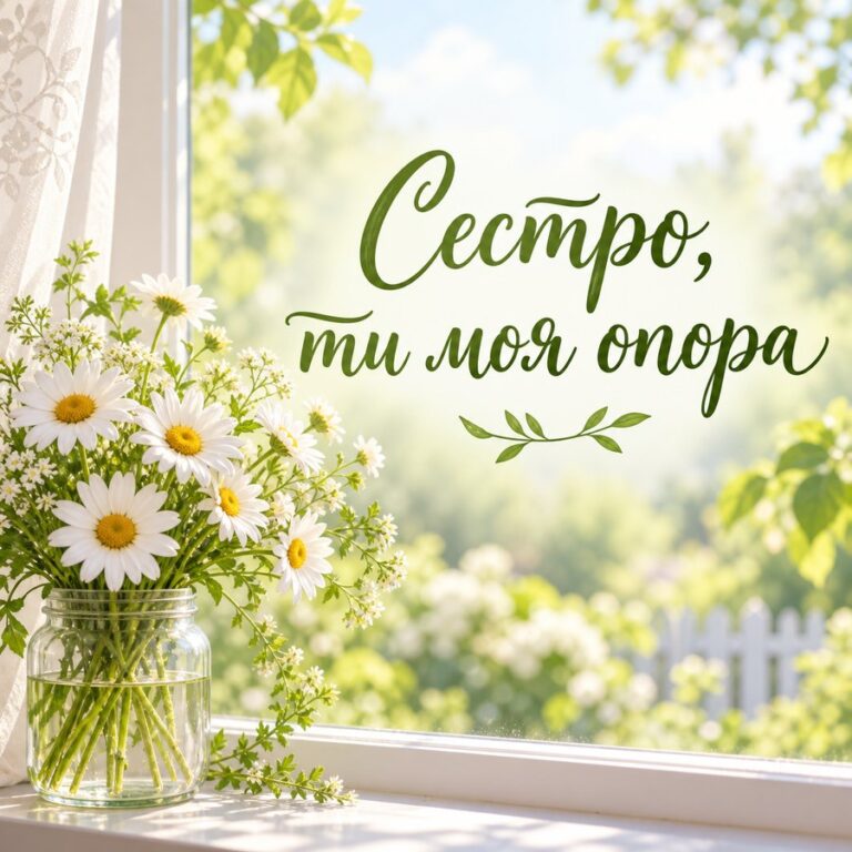 Сестро, ти моя опора - листівка з привітанням з Днем народження сестрі