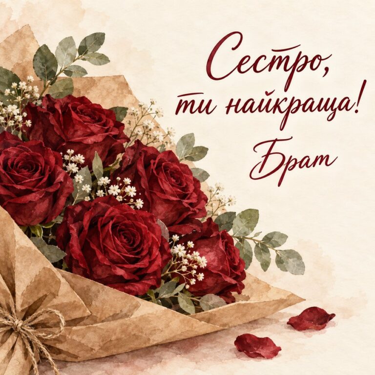 Сестро, ти найкраща! Брат - листівка з привітанням з Днем народження сестрі