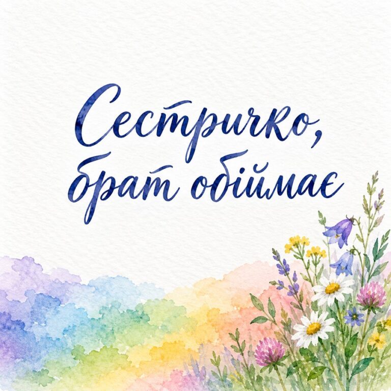 Сестричко, брат обіймає - листівка з привітанням з Днем народження сестрі