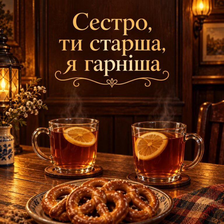 Сестро, ти старша, я гарніша - листівка з привітанням з Днем народження сестрі