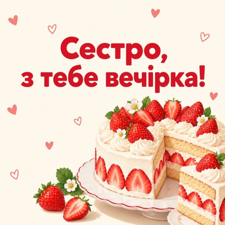 Сестро, з тебе вечірка! - листівка з привітанням з Днем народження сестрі