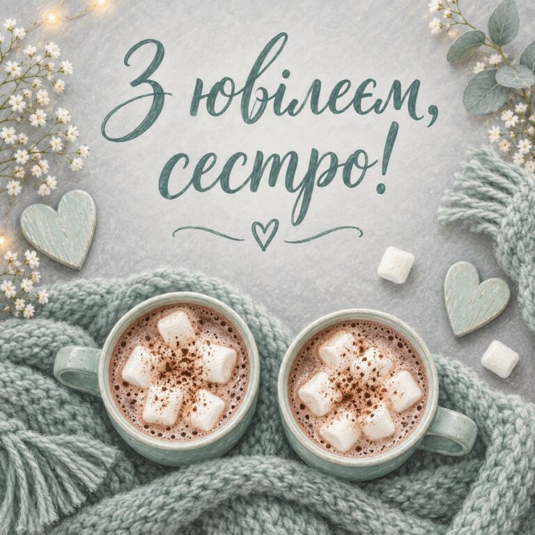 З ювілеєм, сестро! - листівка з привітанням з Днем народження сестрі