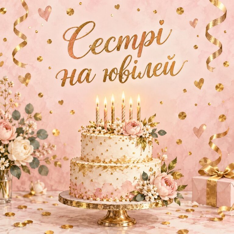 Сестрі на ювілей - листівка з привітанням з Днем народження сестрі