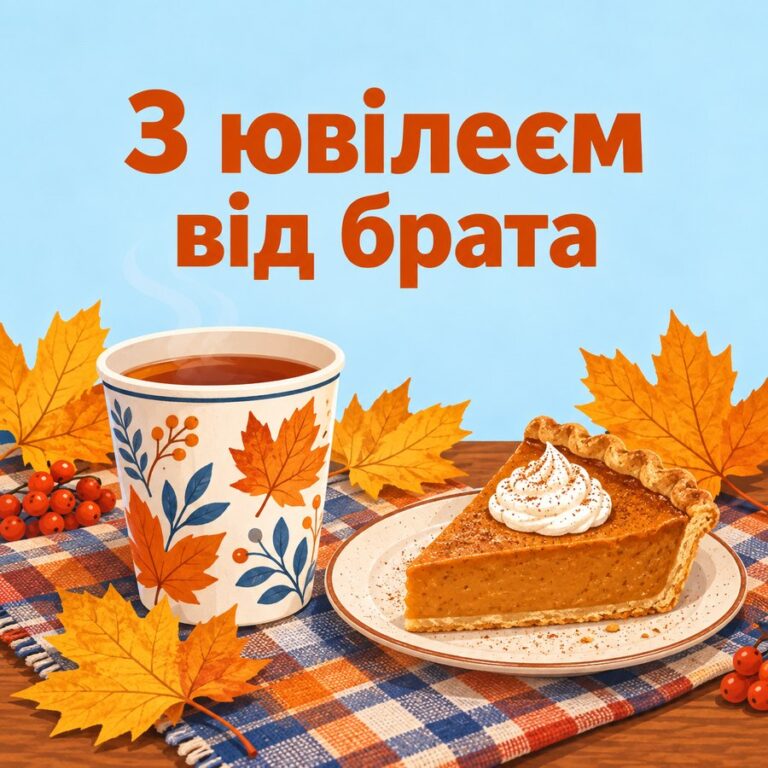 З ювілеєм від брата - листівка з привітанням з Днем народження сестрі