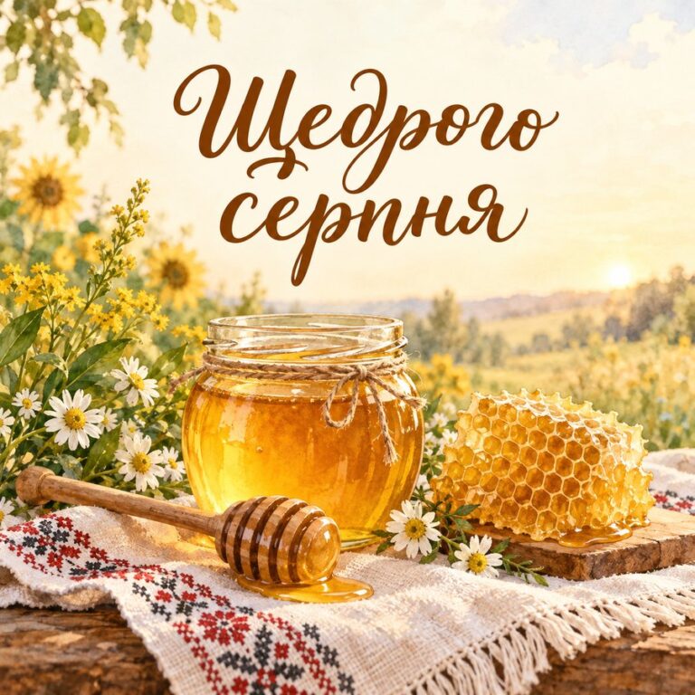 Щедрого серпня - листівка з привітанням з Медовим Спасом