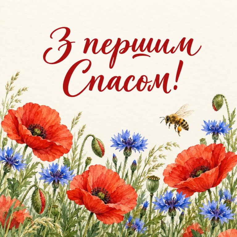 З першим Спасом! - листівка з привітанням з Медовим Спасом