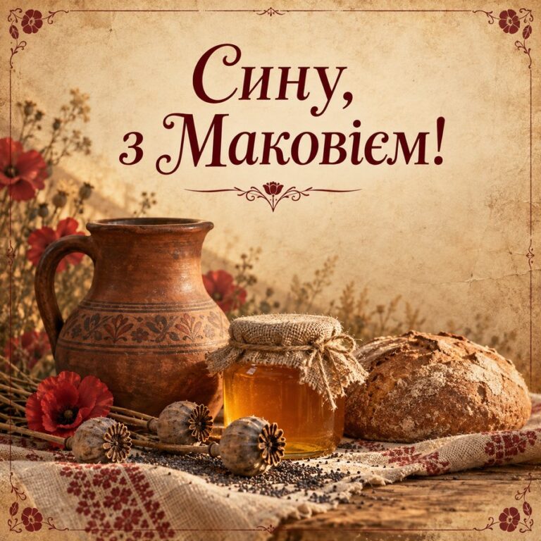 Сину, з Маковієм! - листівка з привітанням з Медовим Спасом