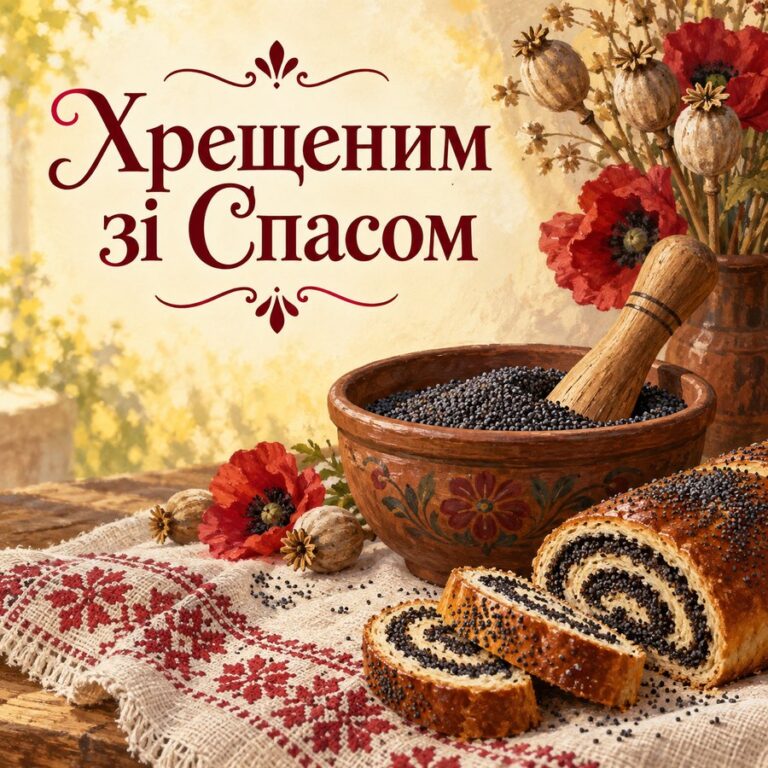 Хрещеним зі Спасом - листівка з привітанням з Медовим Спасом